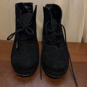 Black Suede Wedge Boot